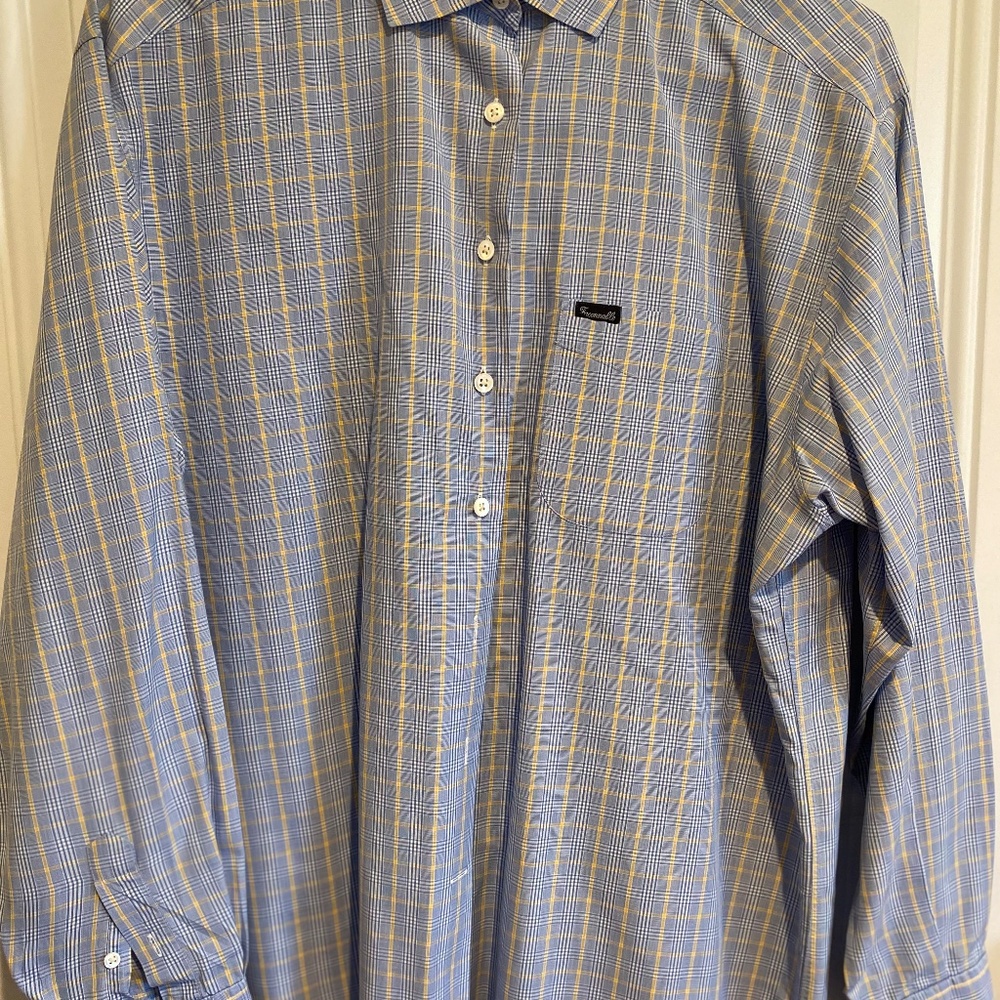 Faconnable Blue  & Yellow Checkered Mens dress shirt